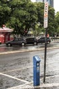 Parking meter for rotating parking on a street in the center of Cascavel, Royalty Free Stock Photo