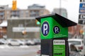 Parking meter on the street of Ottawa city, Canada. Pay by phone available Royalty Free Stock Photo