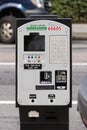 Parking meter on Thurlow Street in Vancouver. Pay by phone available. Royalty Free Stock Photo