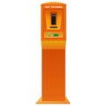 Parking meters.Parking lot with authorized parking machine.Self service parking pay.Wireless, contactless or cashless