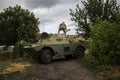 Parking with a military vehicle in Donbass