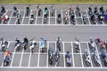 Parking motorcycles in Italy. Flat lay Royalty Free Stock Photo