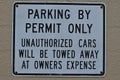 Parking By Permit Only Sign