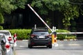 Parking place of the building, with automatic barrier system Royalty Free Stock Photo