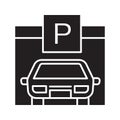 Parking place, carpark, auto shed glyph icon