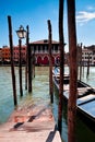 Parking place for Gondolas in Venice Royalty Free Stock Photo