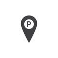 Parking place location pin icon vector