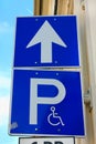 Parking place sign for disabled and invalid persons Royalty Free Stock Photo