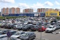 The parking places befor IKEA trade center in Khimki city, Moscow.