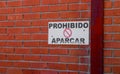 Parking prohibited sign in Madrid, Spain.