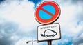 Parking prohibition sign except electric vehicle Royalty Free Stock Photo