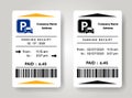 Parking receipt template. Check from parking meter mock up. Price for car stay. Entrance and exit ticket from vehicle