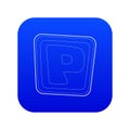 Parking road sign icon blue vector