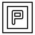Parking road sign icon outline vector. Park lot Royalty Free Stock Photo