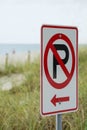 Parking sign on a beach Royalty Free Stock Photo