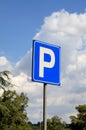 Parking Sign against a blue sky. Royalty Free Stock Photo