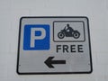 Parking sign free for bikes