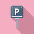 Parking sign icon flat vector. Place transport