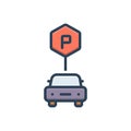 Color illustration icon for parking sign, guidepost and place Royalty Free Stock Photo