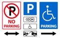 Parking sign icon vector set. Paid and for disabled people, car evacuation