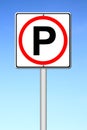 Parking sign over blue sky Royalty Free Stock Photo