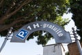 Parking sign with p car icon and text french means 1h gratuite parked free for one hour Royalty Free Stock Photo