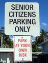 A parking only sign for Seniors Citizens