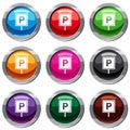 Parking sign set 9 collection Royalty Free Stock Photo