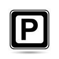 Parking sign white background frame Royalty Free Stock Photo