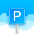 Parking sign, Parking zone. Street road sign. Car park icon. Vector stock illustration Royalty Free Stock Photo