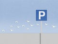 parking signal and birds on cardboard