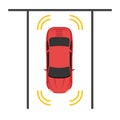 Parking smart car sensor autonomous view. Automobile park assist drive safety