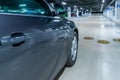 Parking space. Empty road asphalt background. Car lot parking space in underground city garage. Hidden underground carpark Royalty Free Stock Photo