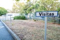 Parking space marking sign for visitors inside the RTP facilities in Lisbon. Royalty Free Stock Photo