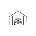 Parking space nearby linear icon. Residential garage. Accessible space for vehicles. Thin line customizable illustration. Contour