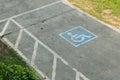 Parking space reserved handicapped on road Royalty Free Stock Photo