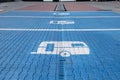 Parking spaces reserved for caravans in a public parking area Royalty Free Stock Photo