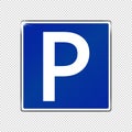 Parking Spot Sign - Blue Shining Vector Illustration - Isolated On Transparent Background