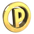 Parking symbol in gold (3d)