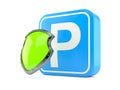 Parking symbol with protective shield Royalty Free Stock Photo