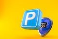 Parking symbol with shield Royalty Free Stock Photo