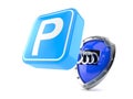 Parking symbol with shield Royalty Free Stock Photo
