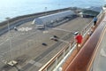 Parking and terminal scene from the cruise ship, top view, Civitavecchia, Italy, 7 October 2018