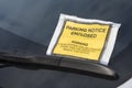 Parking ticket on a car windscreen Royalty Free Stock Photo