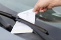 Parking ticket on car windscreen Royalty Free Stock Photo