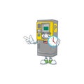 Parking ticket machine cartoon character style with a clock