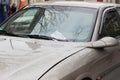 Parking Ticket placed under the wiper blade on the windscreen of an illegally parked car Royalty Free Stock Photo