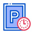 Parking Time Icon Vector Outline Illustration