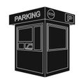 Parking toll booth icon in black style isolated on white background. Parking zone symbol stock vector illustration. Royalty Free Stock Photo