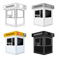 Parking toll booth icon in cartoon style isolated on white background. Parking zone symbol stock vector illustration. Royalty Free Stock Photo